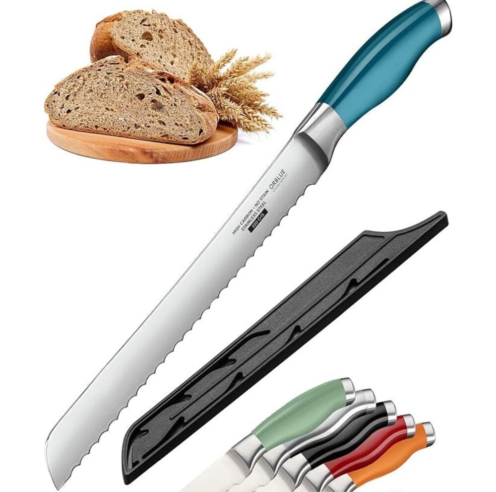 Orblue Serrated Professional 8" Bread Knife Ultra-Sharp Stainless Steel